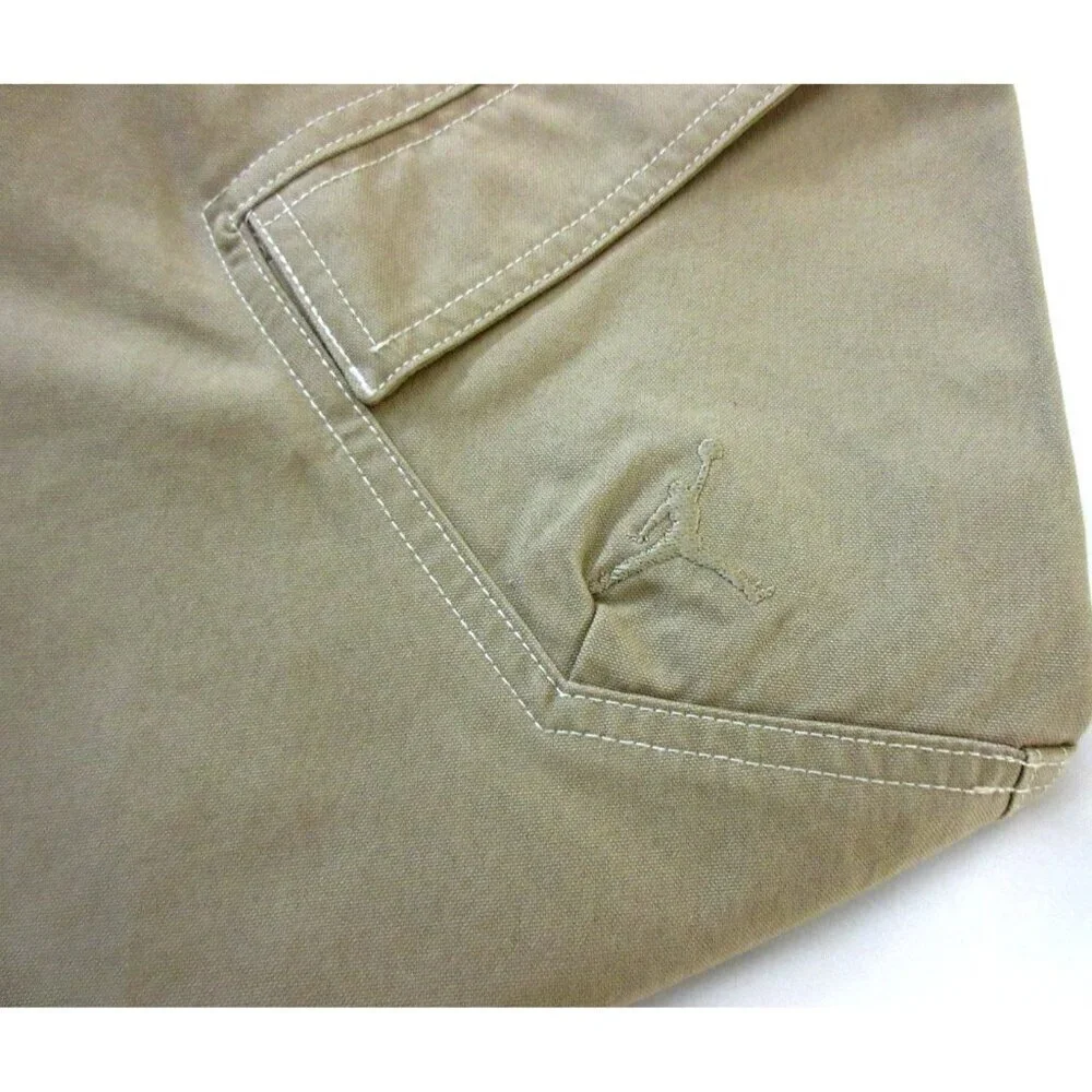 Jordan Men's MJ Chicago Cotton Cargo Casual Logo Pants Desert Khaki Large NWT